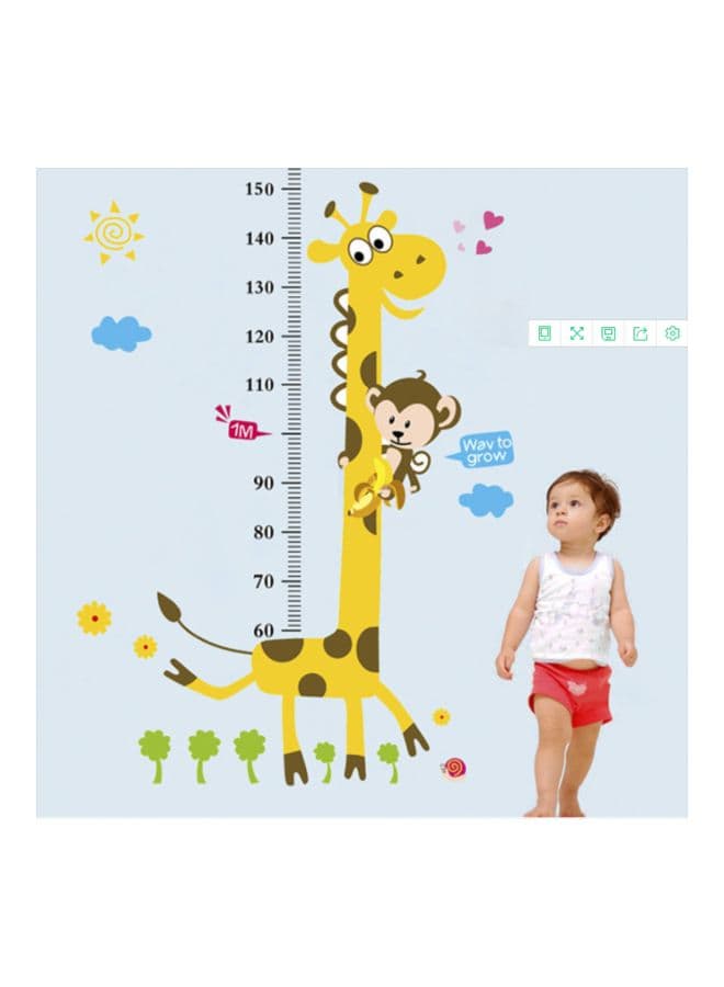 Giraffe Height Wall Sticker Yellow/Brown 60x90cm