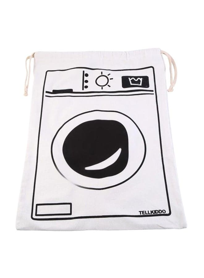Canvas Storage Basket Bag White/Black 45x65cm
