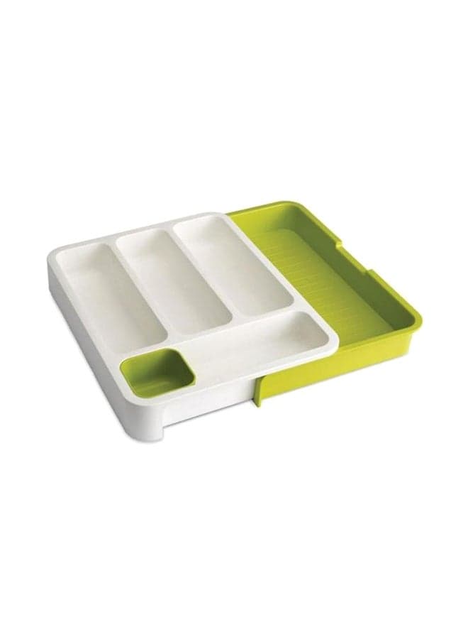 Multi-Slot Kitchen Drawer Organizer Off White/Green 36.5x28.3cm