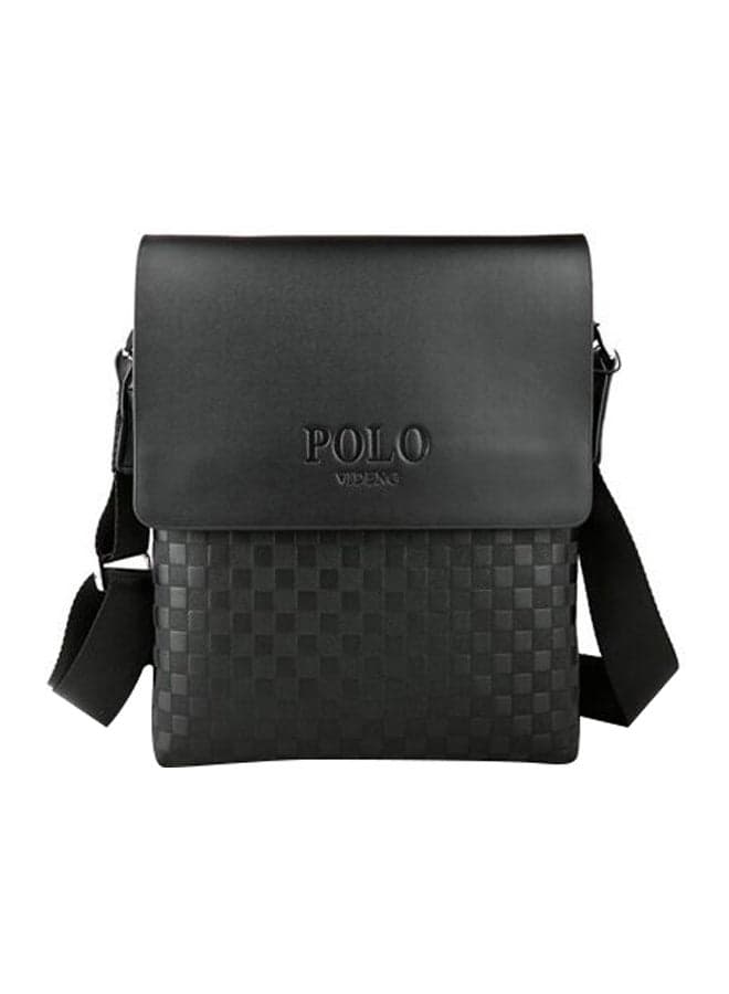 Leather Messenger Bag Black