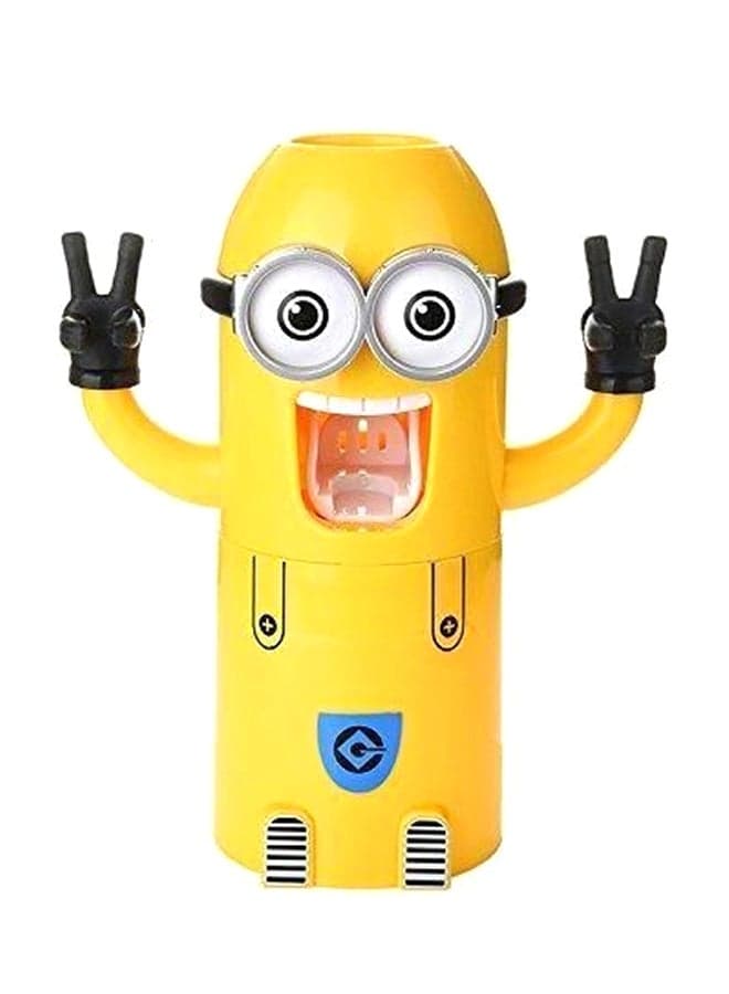 Toothpaste Dispenser With Toothbrush Holder Yellow