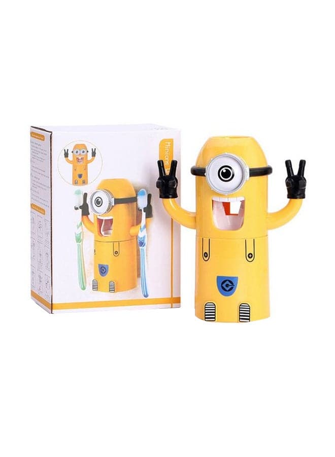 Toothbrush Holder With Toothpaste Dispenser Yellow/Black 19x8cm