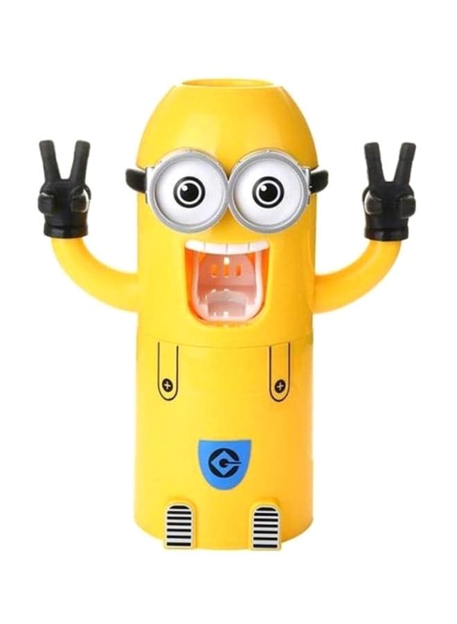 Tooth Paste Dispenser With Toothbrush Holder Yellow/Black