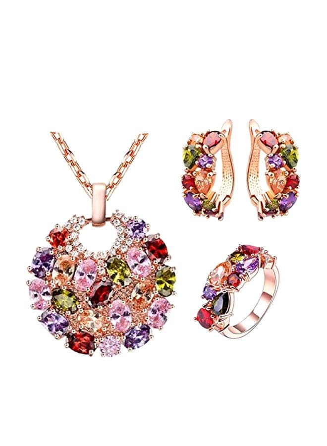 Stainless Steel Studded Zircon Jewellery Set