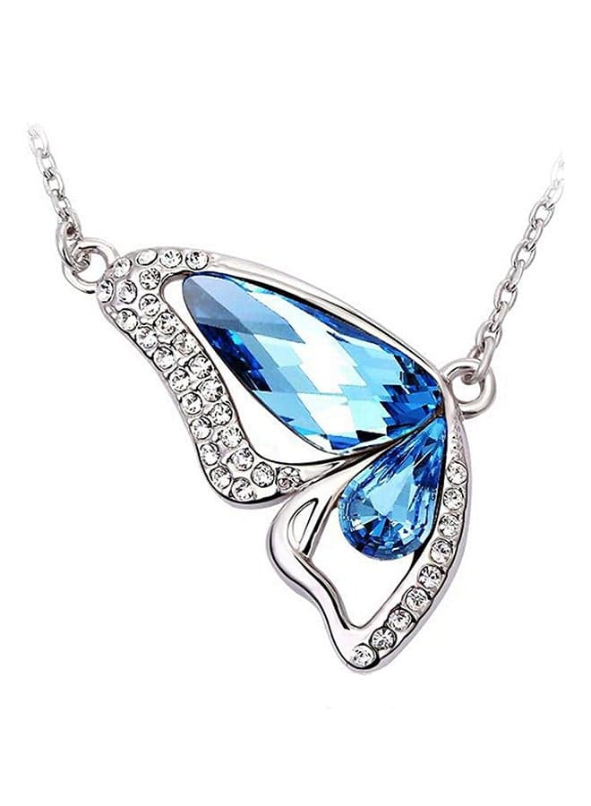 Butterfly Wing Teardrop Waterdrop Austrian Crystal Pendant Necklace