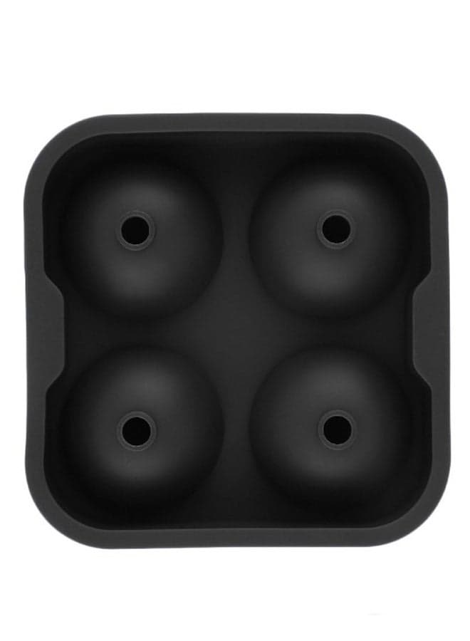 Four Sphere Ice Balls Mould Tray Black 11.5x4.5x11.5centimeter