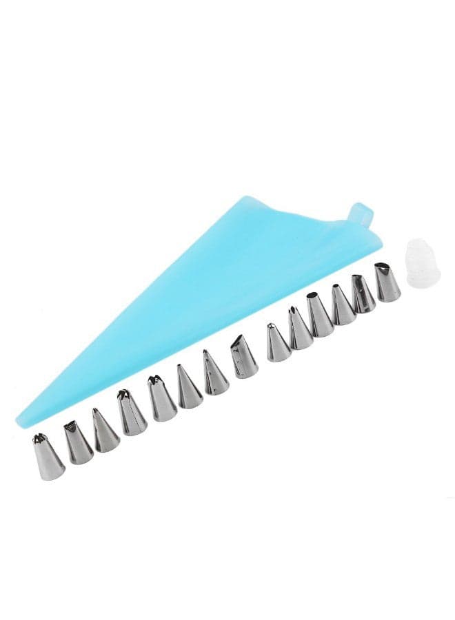 Silicone Ice Piping Cream Pastry Bag Cake Blue/Silver 31centimeter