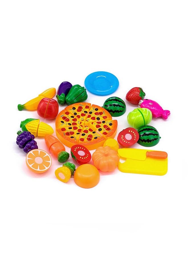 24-Piece Plastic Fruit Vegetable Kitchen Cutting Toy Set