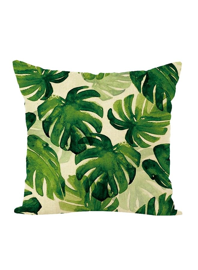 Decorative Leaf Printed Pillow Multicolour 40x40cm