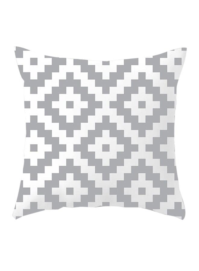 Decorative Geometric Printed Pillow White/Grey 45x45cm