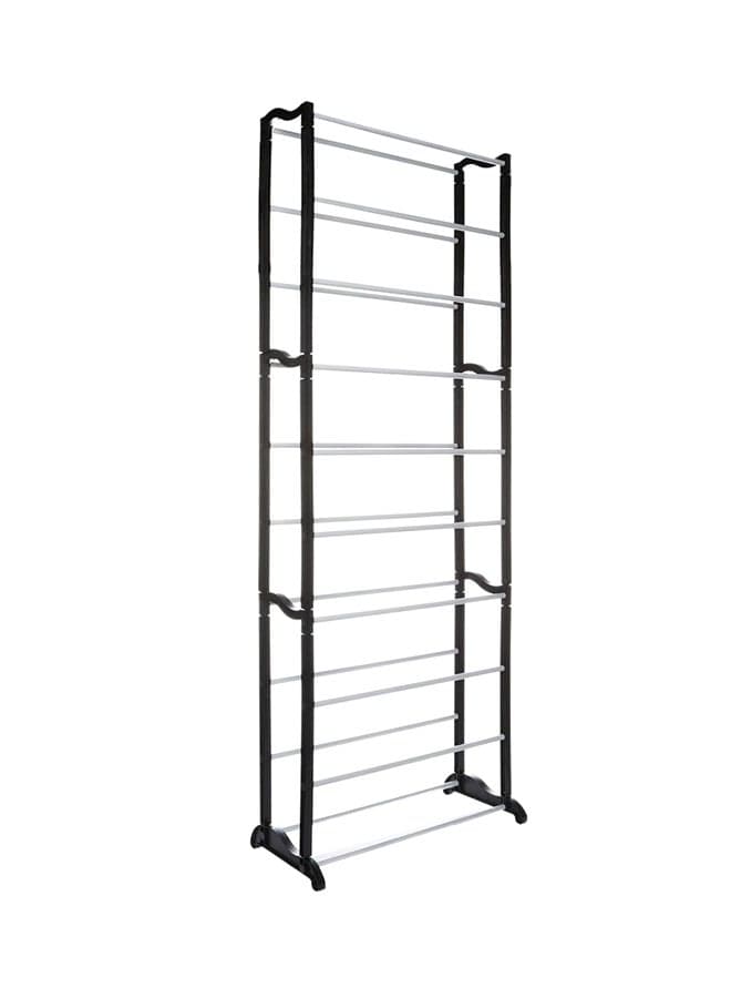 10-Tier Portable Shoe Rack Black/Silver