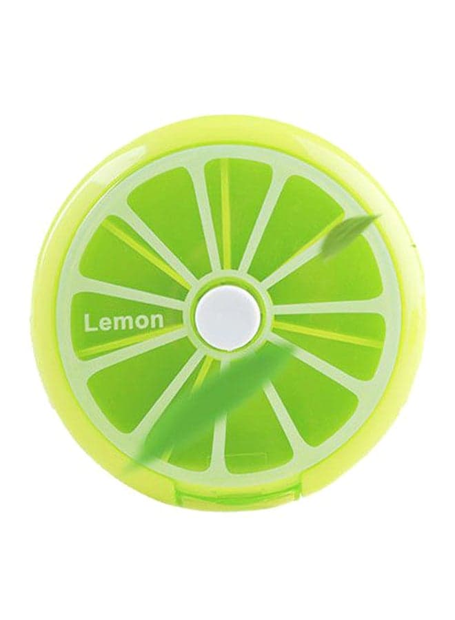 Rotating Portable Multi Function Pill Box Green/Yellow Medium