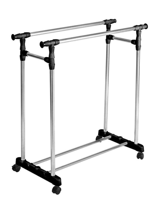 Adjustable Portable Clothes Rack Hanger Silver/Black Medium