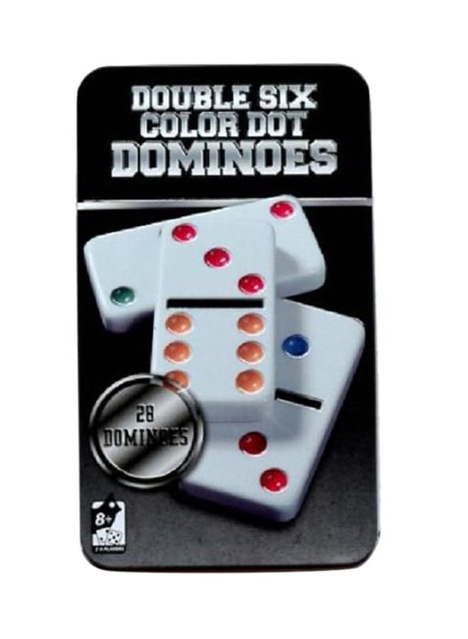 Dominoes Premium Set Of 28 Double Six Color Dot Dominoes Set With Metal Tin Case