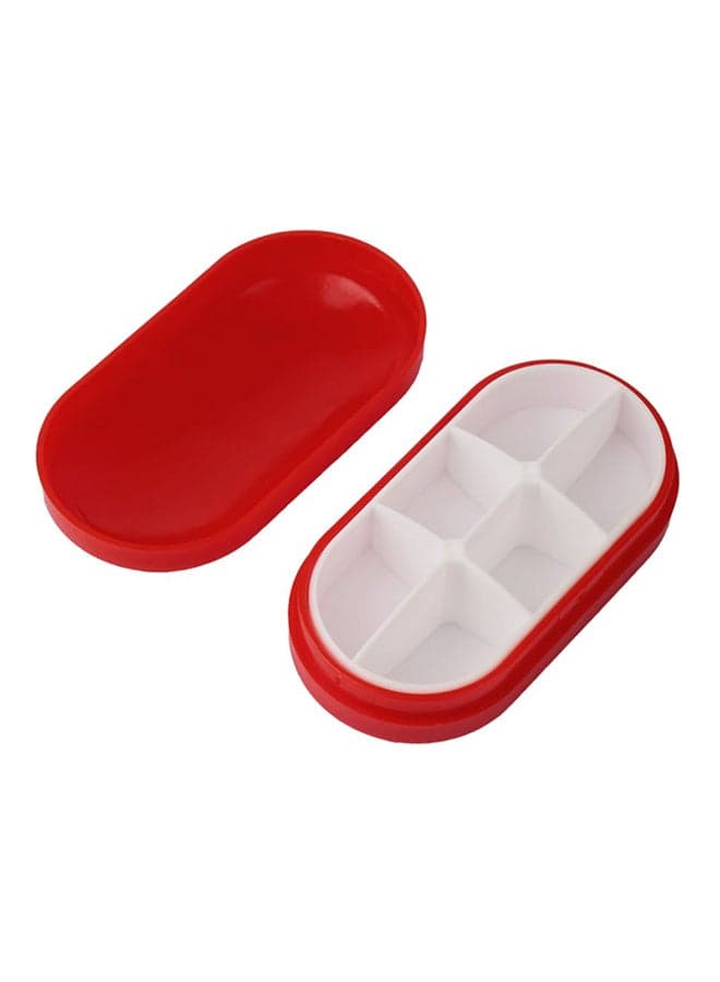 6 Compartments Pill Box Red/White Medium