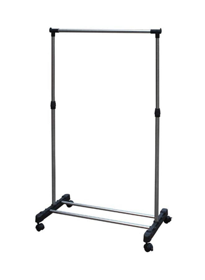 Single Pole Telescopic Clothes Hanger With Wheels Black Medium