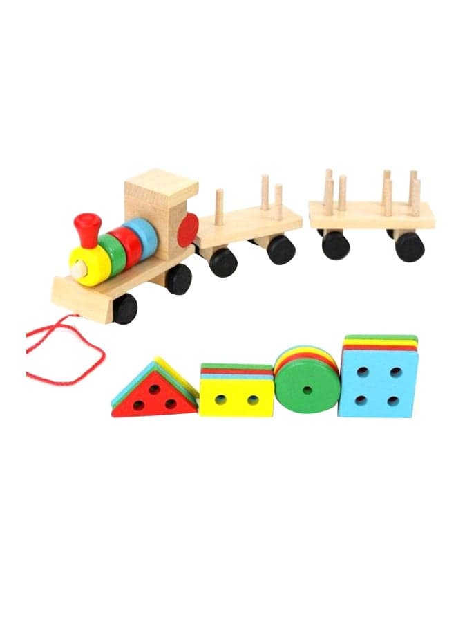 2-in-1 Educational Wooden Train Toy