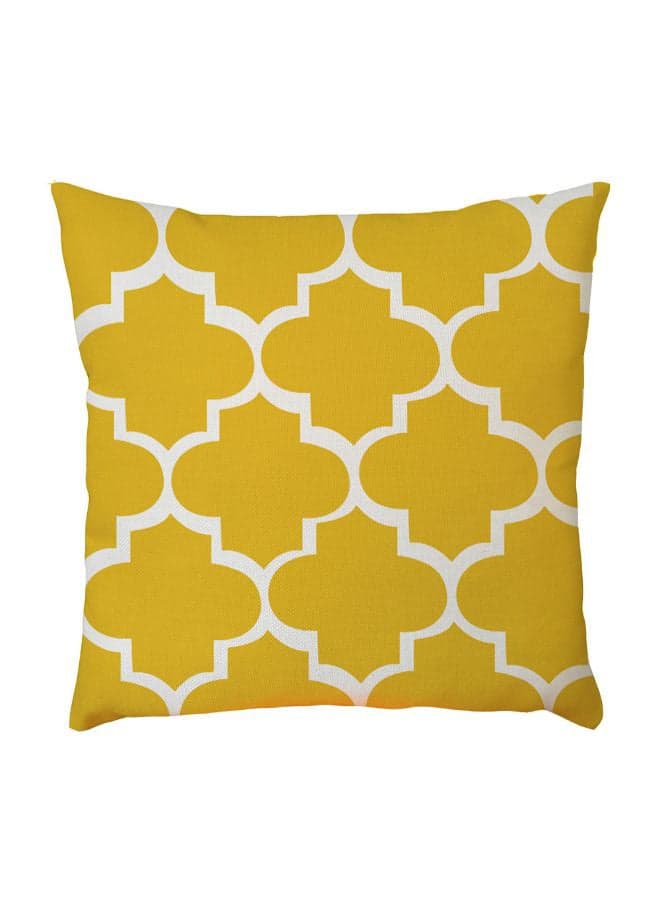 Geometric Pillowcase Yellow/White 45 x 45cm
