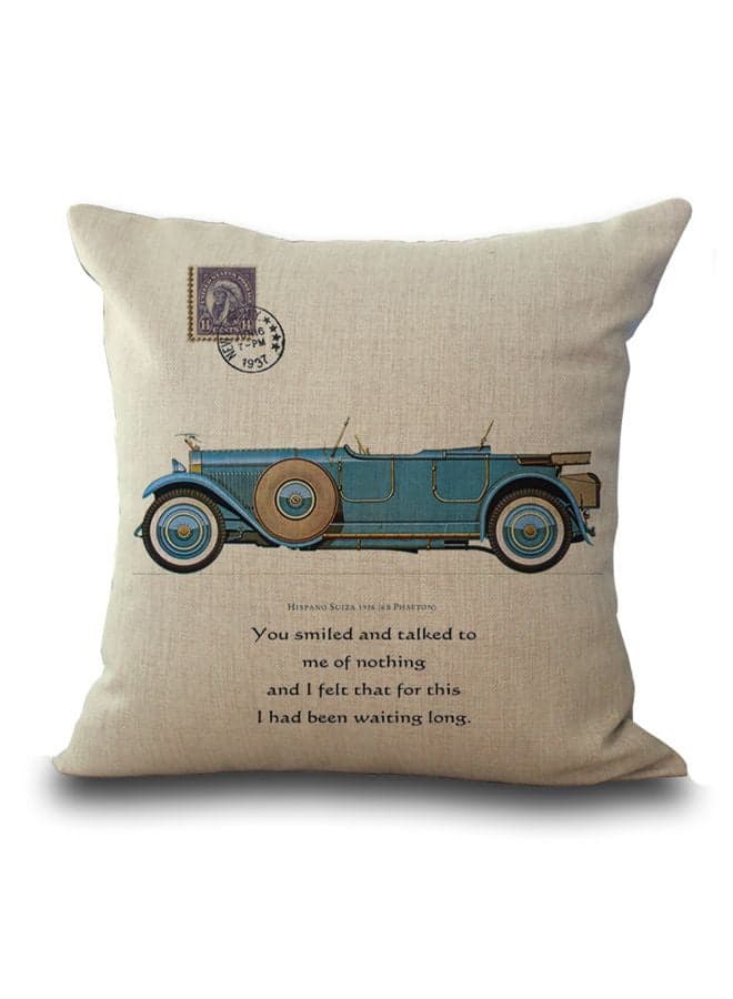 Printed Painted Linen Pillowcase Combination Beige 45x45cm