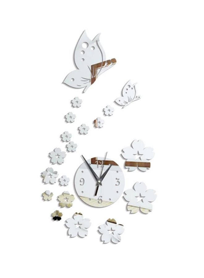 Mirror Style Wall Clock Sticker Silver 61 x 35cm
