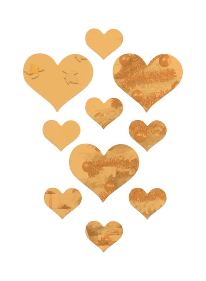10-Piece Heart Shaped Wall Sticker Set Gold