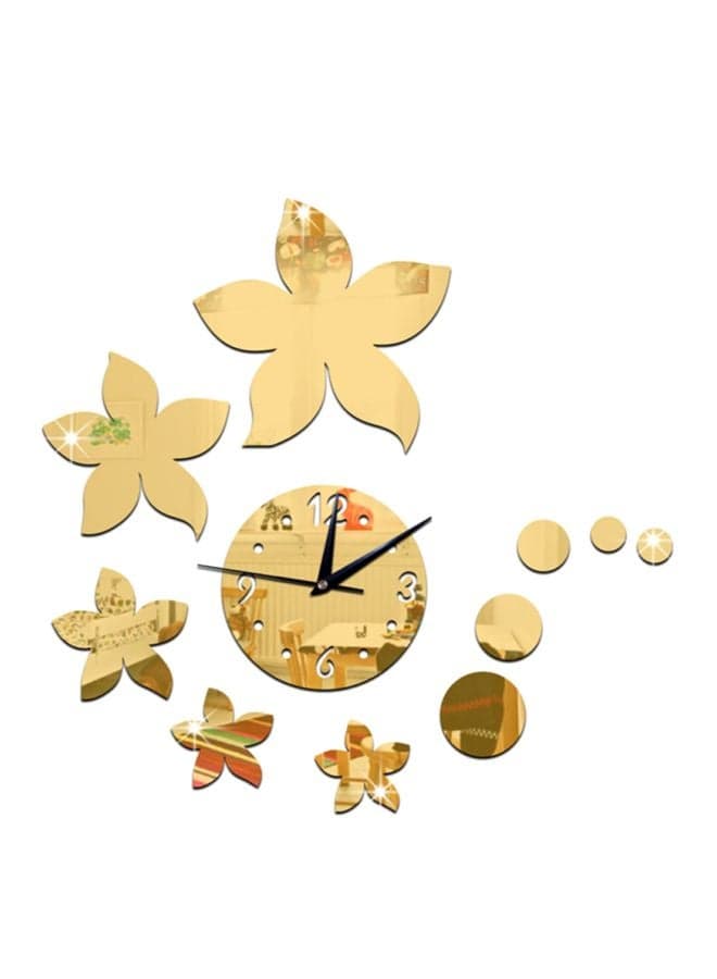 Mirror Style Wall Clock Sticker Gold 60 x 45cm