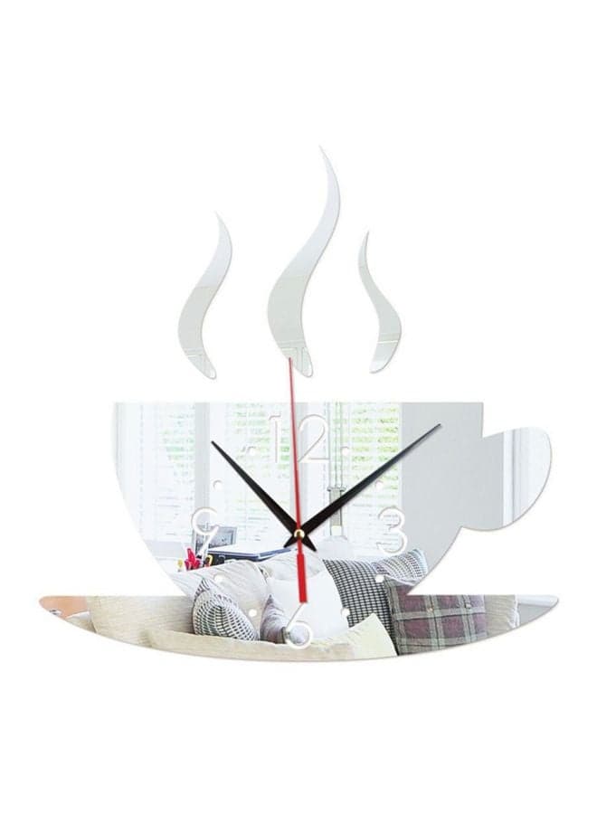 Decorative Cup Clock Wall Sticker Silver/Black/Red 28 x 28cm