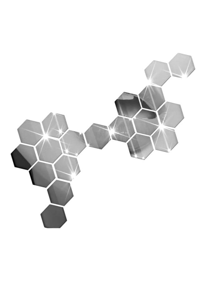 19-Piece 3D Hexagon Wall Sticker Set Grey