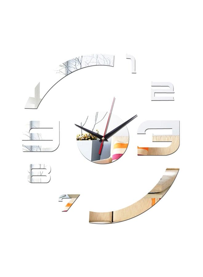 Mirror Style Wall Clock Sticker Silver 50 x 50cm