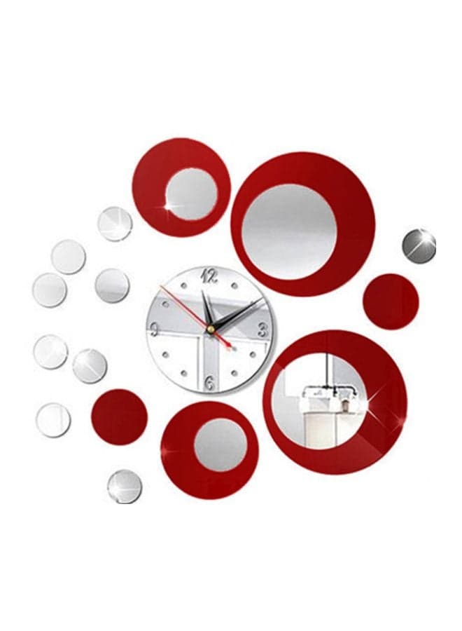 3D Decorative Mirror Wall Sticker Silver/Red 45x50centimeter