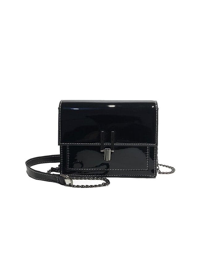 Trendy Flap Shoulder Bag Black