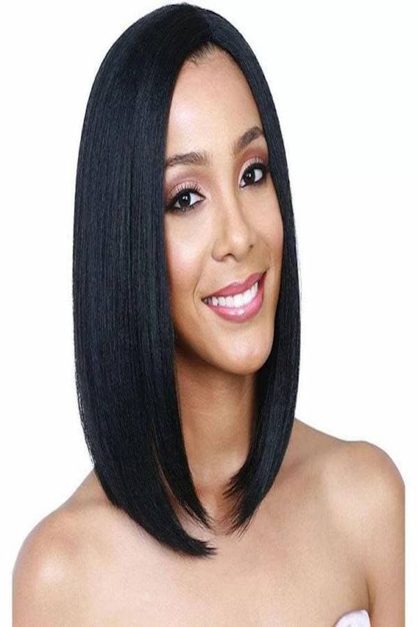 Short Straight Synthetic Hair Wigs Black