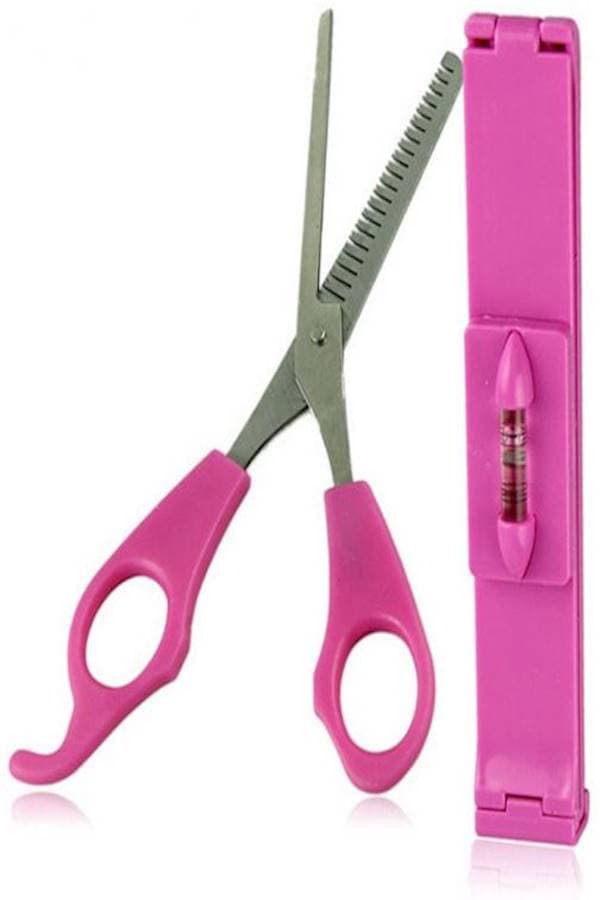 2-Piece Hair Cut Scissor And Clip Level Ruler Pink