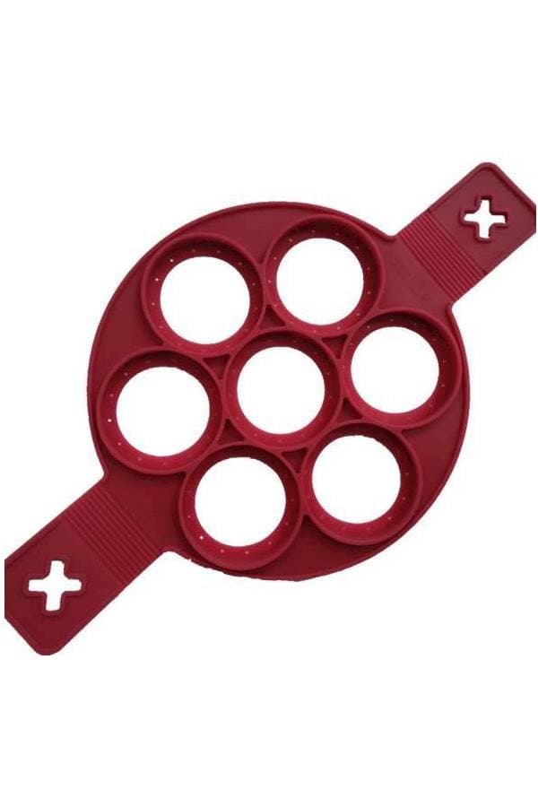 7-Holes Non-Stick Pancake Mould Red 25x3.6cm