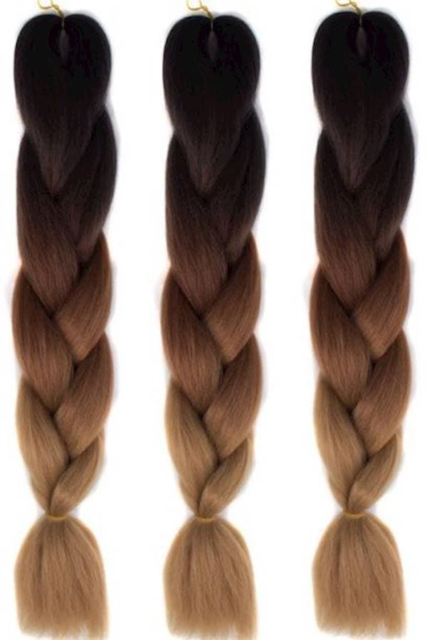 3-Piece Jumbo Braid Hair Extensions Wigs Black/Brown/Beige