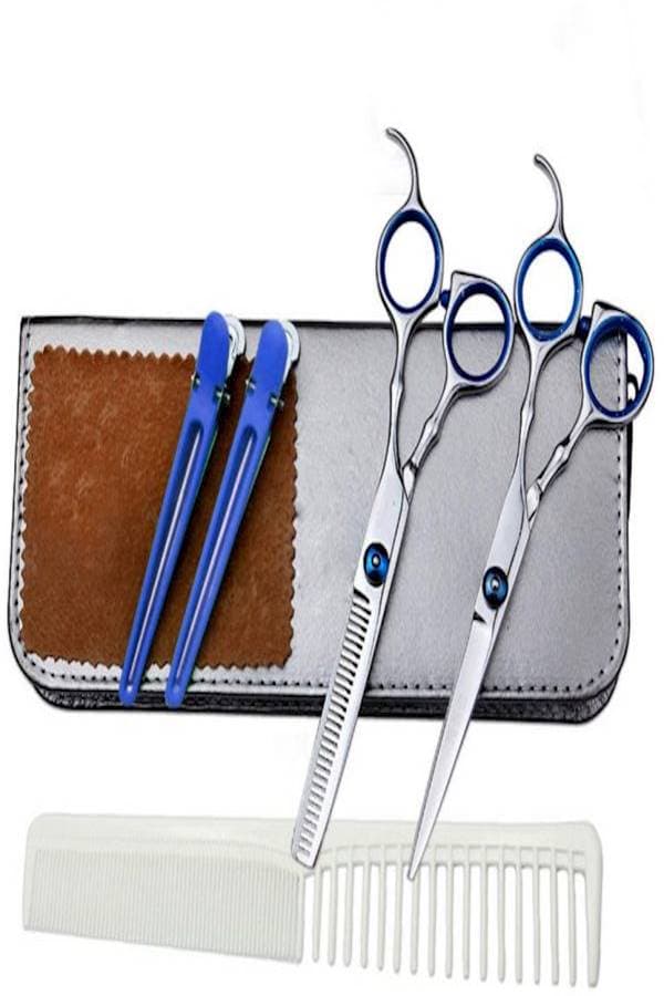 6-Piece Hair Cutting Tool Set Silver/Blue/White