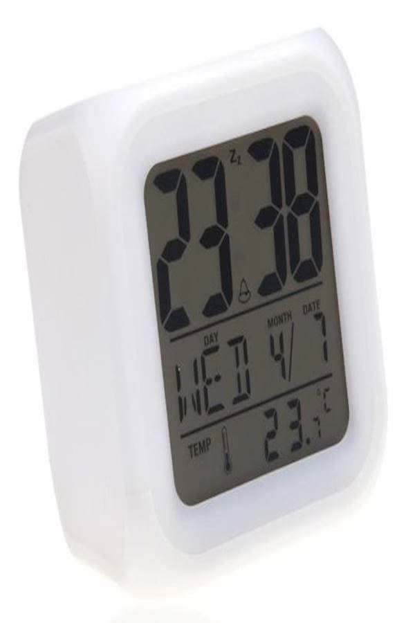 Glowing Led 7 Color Change Digital Alarm Clock White