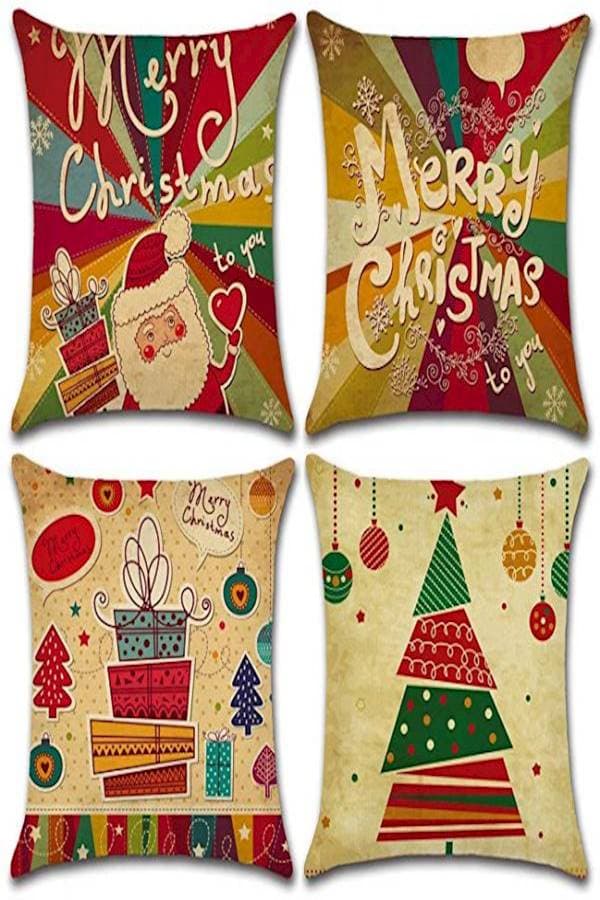 Merry Christmas Throw Pillow Cover Multicolour 45x45cm