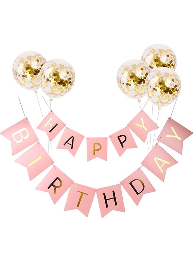 5-Piece Happy Birthday Balloon Set With Hanging Flag