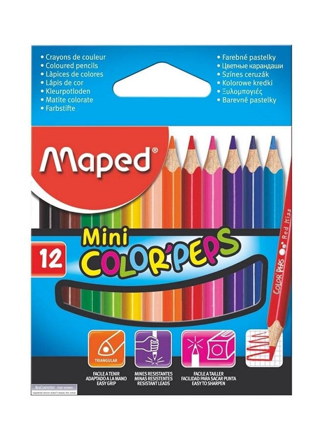 12-Piece Mini Colored Pencil Set Multicolour