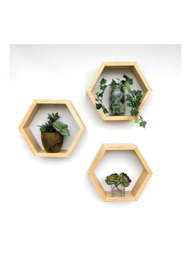 3-Piece AA044 Wall Shelf Oak 42x37x11centimeter