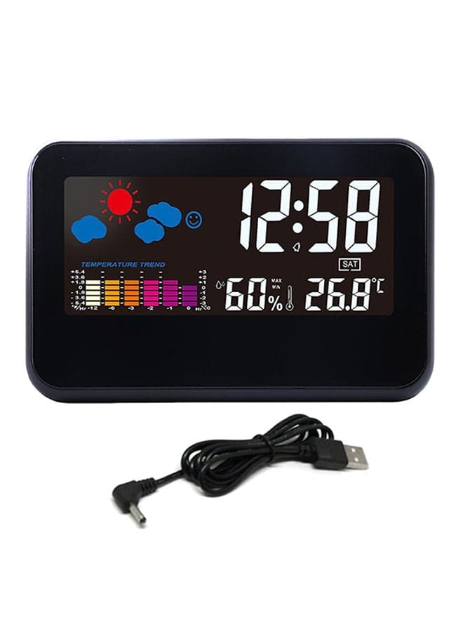 CJ2618T Voice Sound Control Digital Weather Temperature Alarm Clock Calendar Black