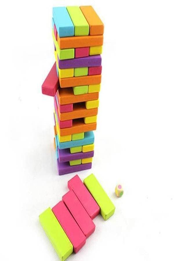 54-Piece Jenga Stacking Blocks Board Game Set For Kids