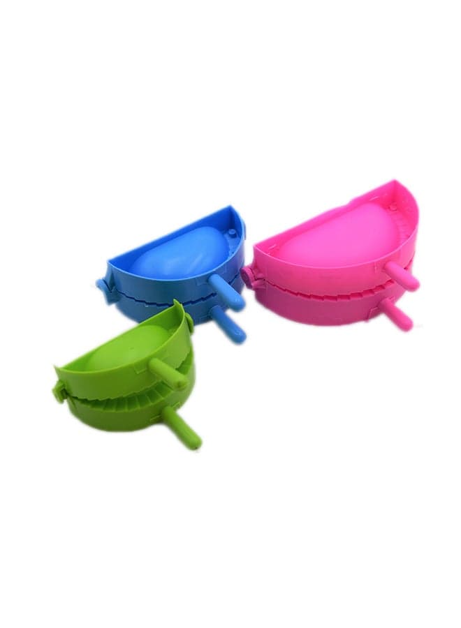 3-Piece Plastic Dumplings Mould Green/Blue/Pink 11cm