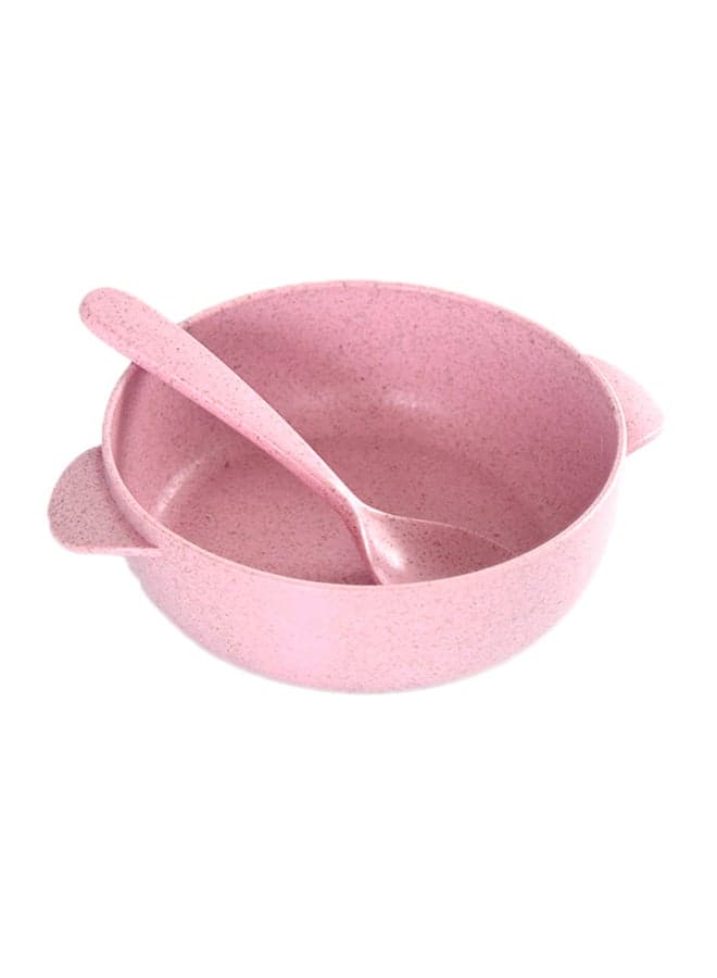2-Piece Wheat Straw Dinnerware Set Pink 12.5cm