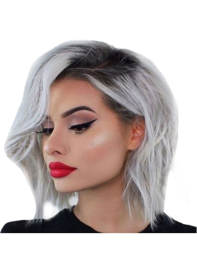 Gradient Short Curly Synthetic Wig Grey 15x5x15centimeter