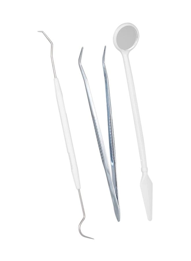3-Piece Dental Teeth Scraper Tool Kit Silver 0.02kg