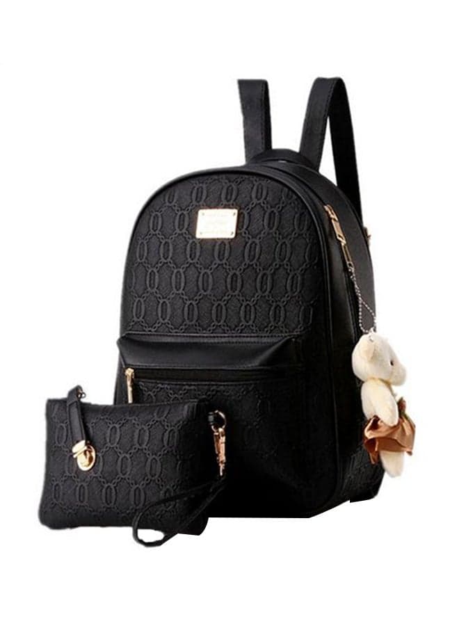 Pack Of 2 Leather Wallet And Backpack Black