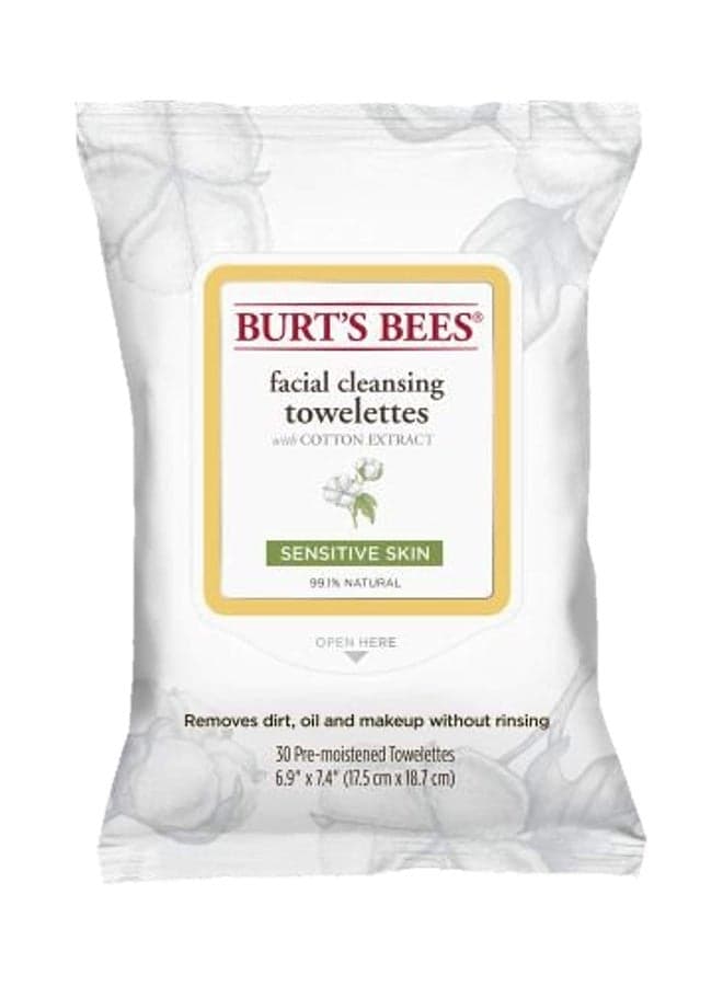 Sensitive Facial Cleansing Towelettes With Cotton Extract 30 Count (Pack Of 3)