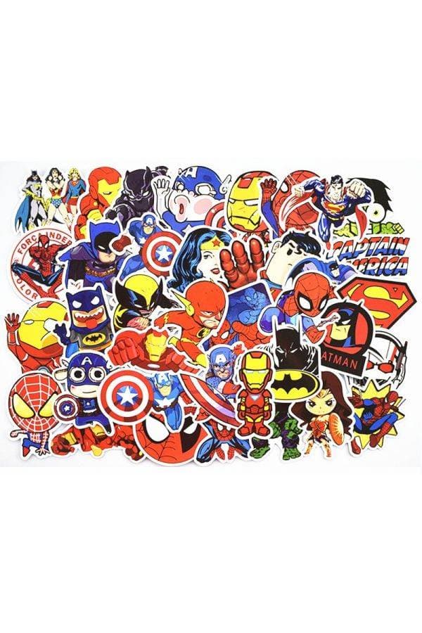 50-Piece PVC Car Styling Super Hero Sticker Set